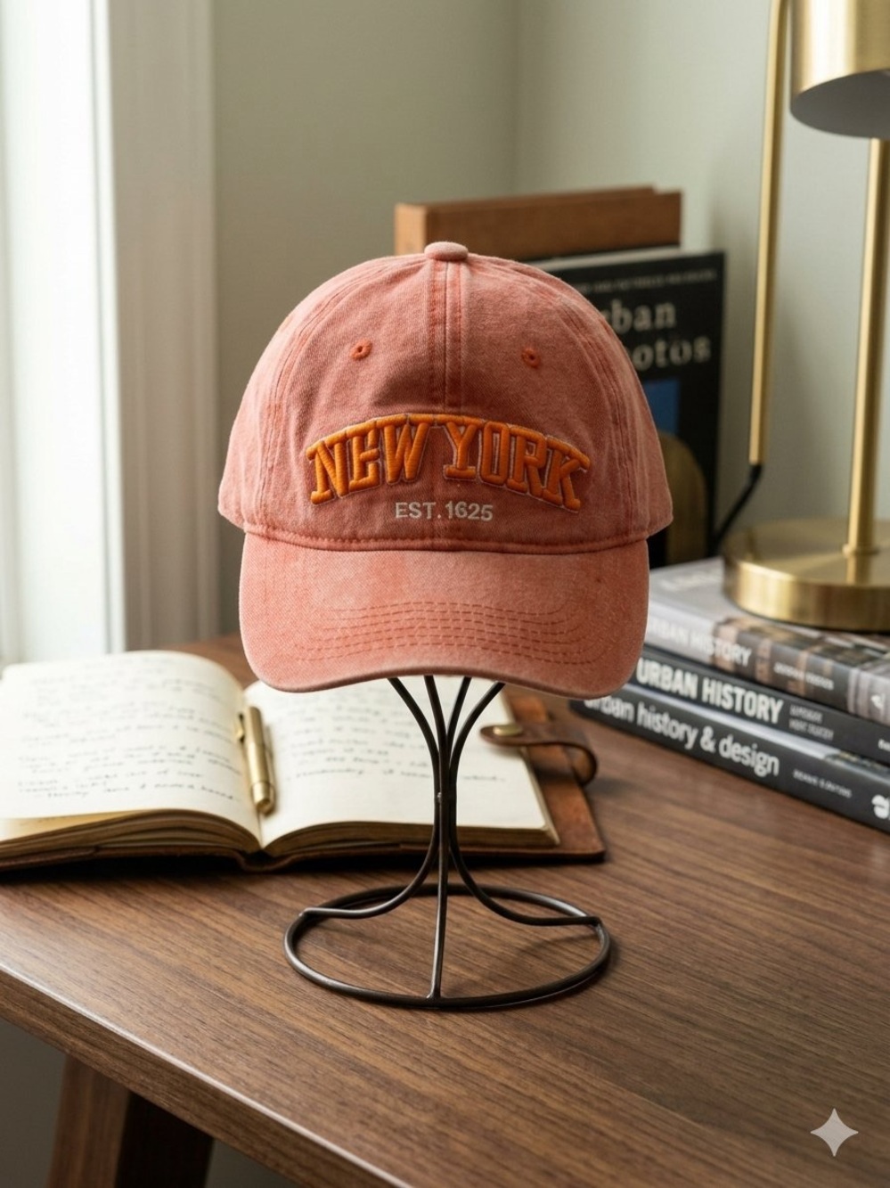 Dusty Rose 'New York' Embroidered Baseball Cap
